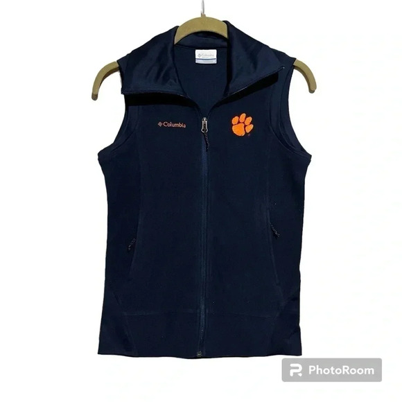 Columbia Clemson University Women's Blue Soft Fleece Full Zip Vest Sz S - Picture 1 of 8